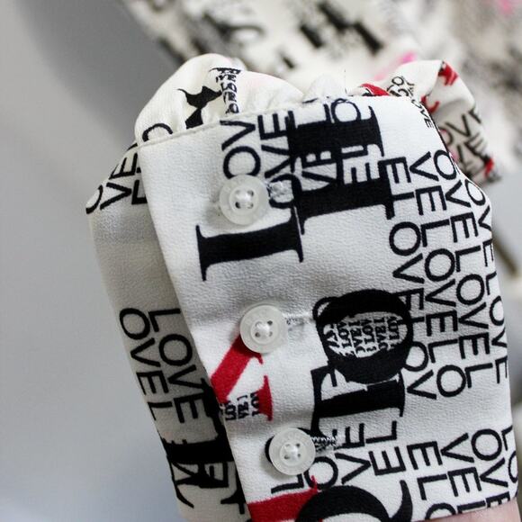 RACHEL ROY Love Print Letter Button Down Blouse Size 4 - Picture 6 of 7